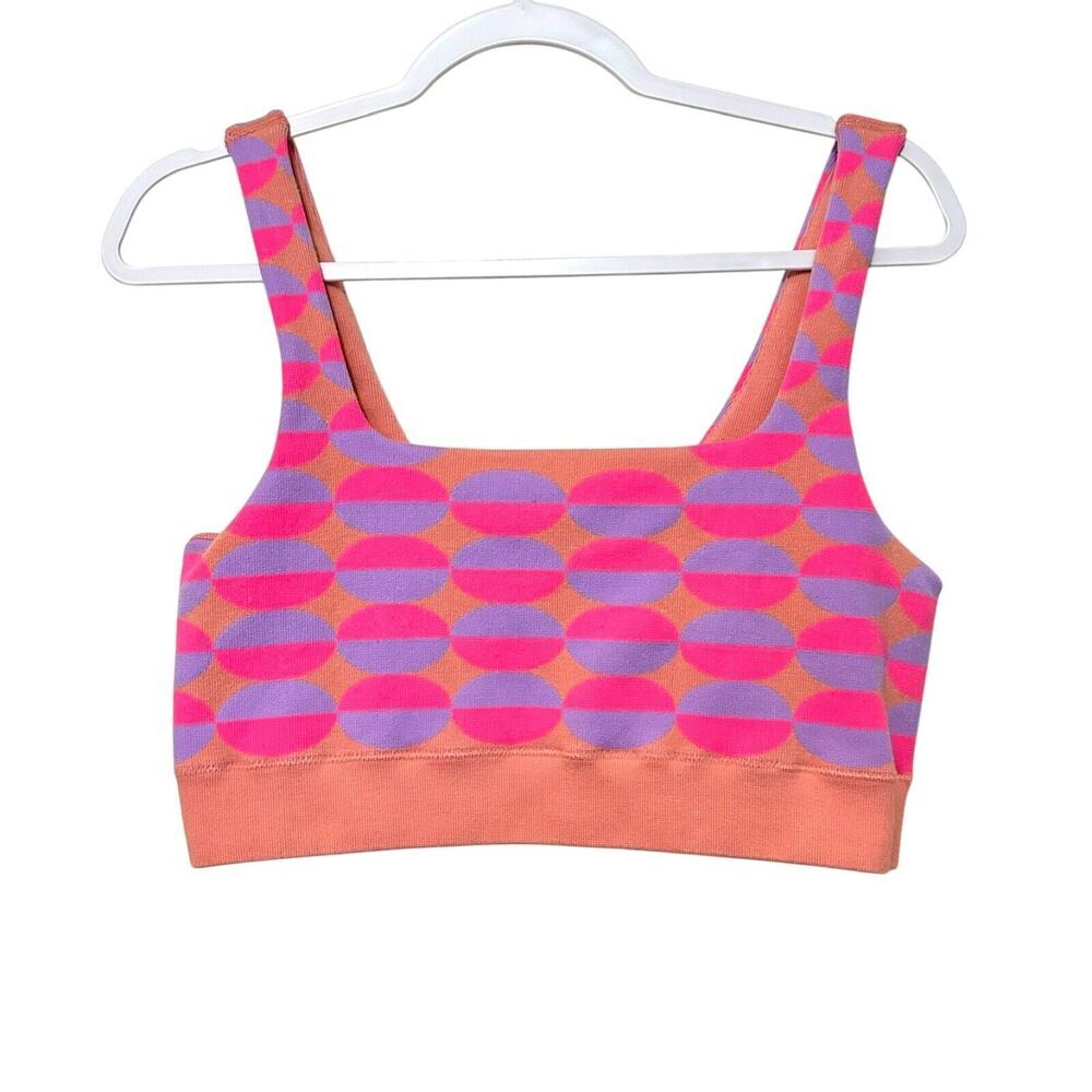 FABLETICS Dottie Geo‎ Seamless Scoop Back Bra Women's L Pink Activewear Yoga Gym
